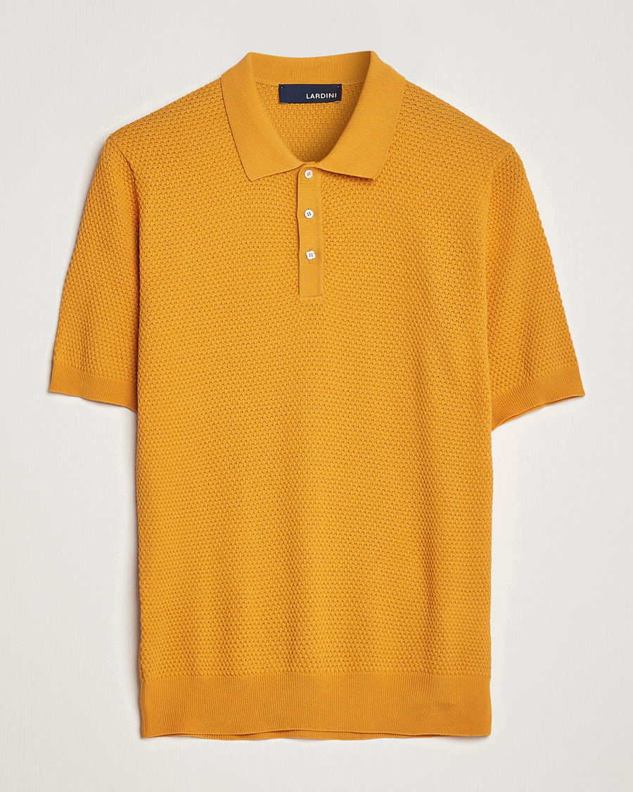 Herre | Polotrøjer | Lardini | Short Sleeve Knitted Structure Cotton Polo Orange