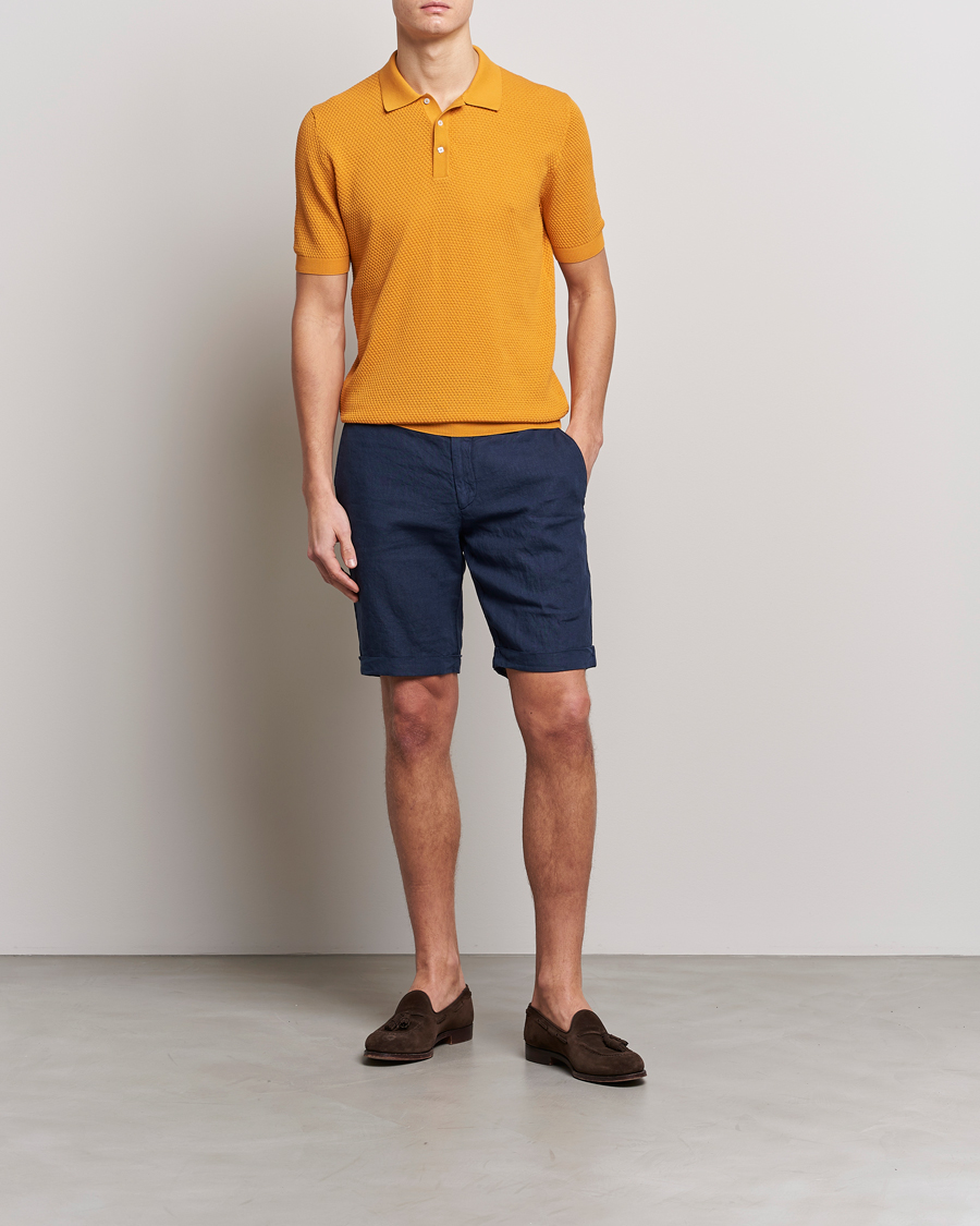 Herre | Polotrøjer | Lardini | Short Sleeve Knitted Structure Cotton Polo Orange