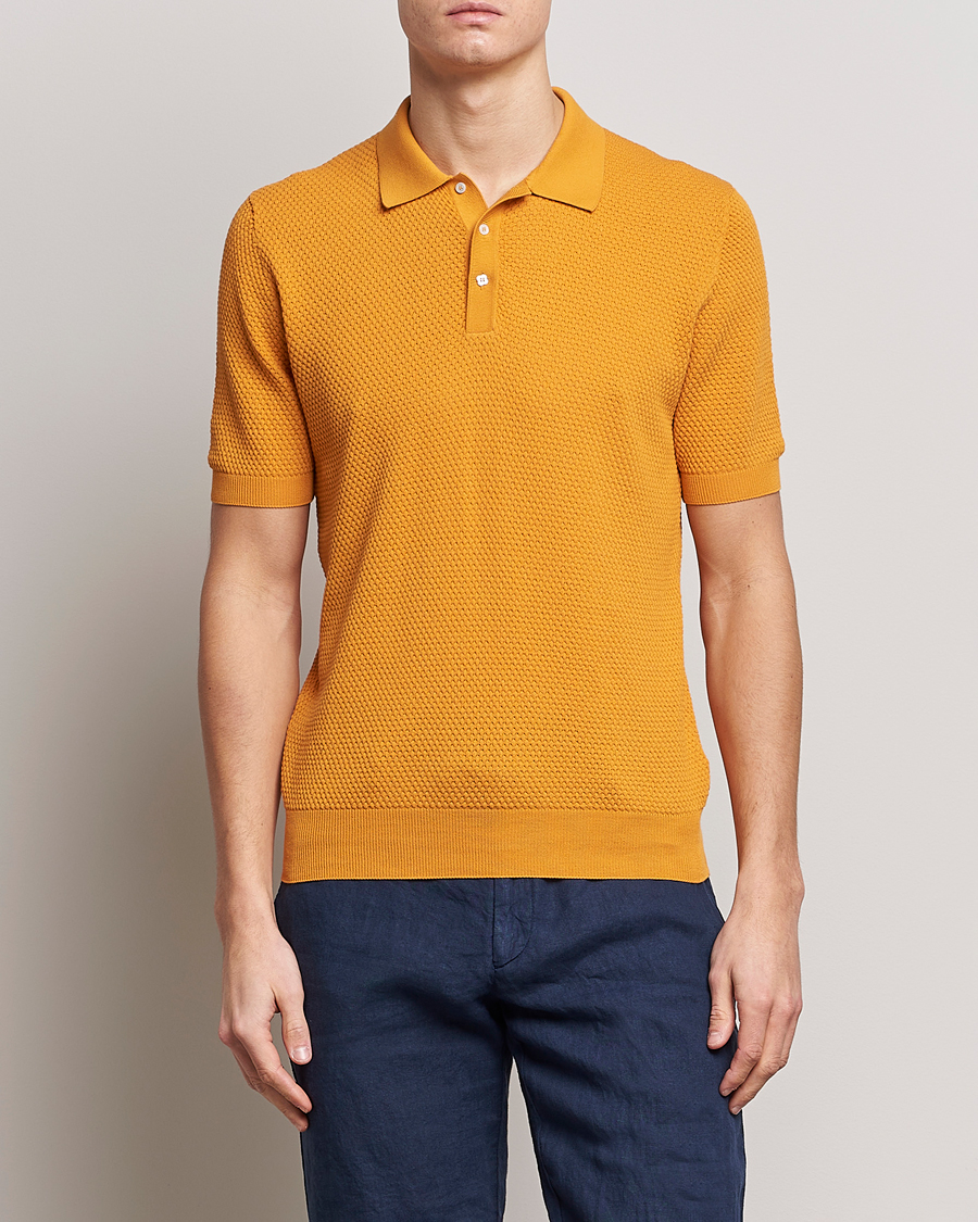 Herre | Polotrøjer | Lardini | Short Sleeve Knitted Structure Cotton Polo Orange
