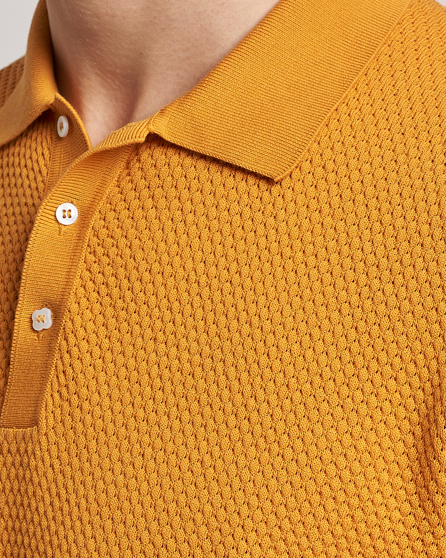 Herre | Polotrøjer | Lardini | Short Sleeve Knitted Structure Cotton Polo Orange