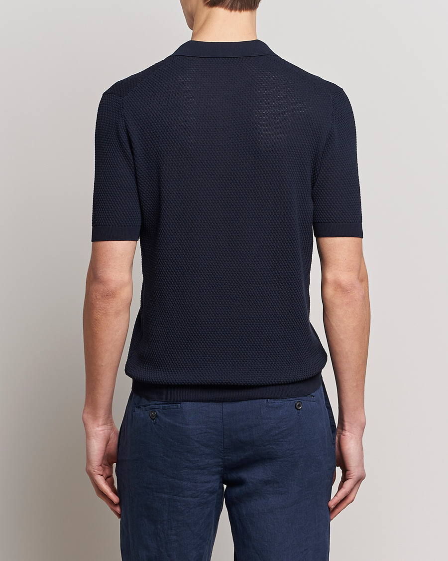 Herre | Polotrøjer | Lardini | Short Sleeve Knitted Structure Cotton Polo Navy
