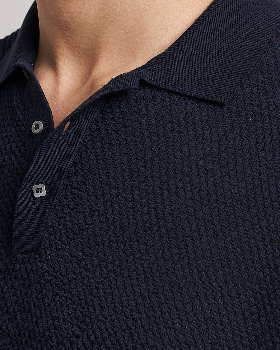 Herre | Polotrøjer | Lardini | Short Sleeve Knitted Structure Cotton Polo Navy