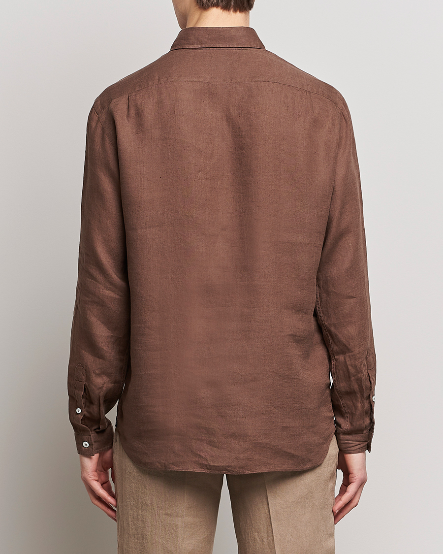 Herre | Skjorter | Lardini | Relaxed Linen Popover Shirt Brown