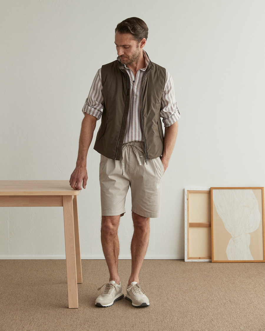Herre | Skjorter | Lardini | Relaxed Striped Linen Popover Shirt Brown/White