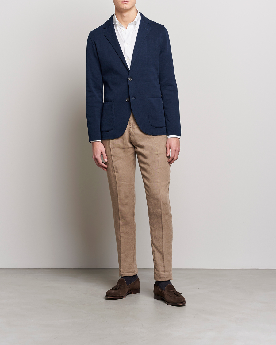 Herre | Bukser | Lardini | Pleated Linen Trousers Beige