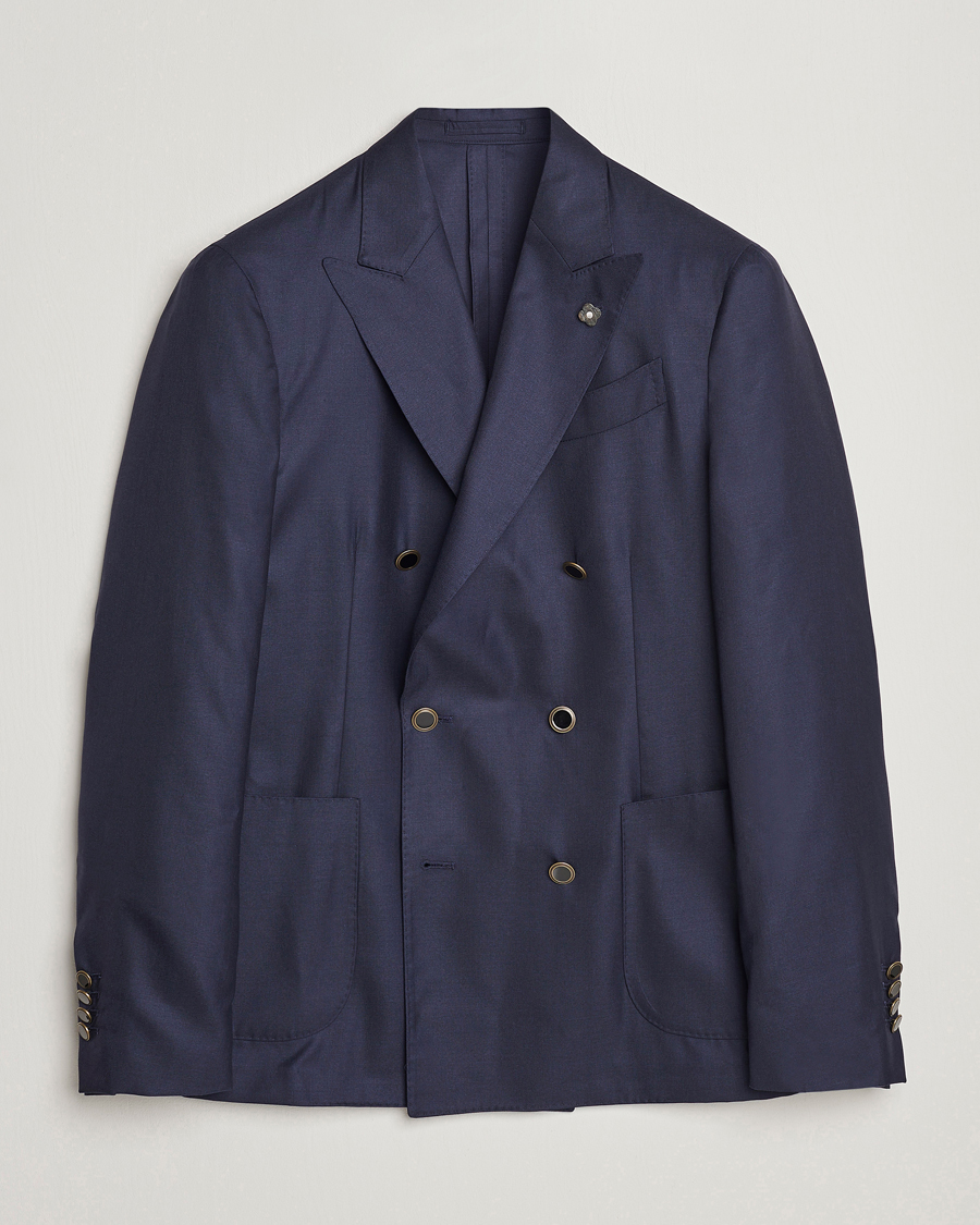 Herre | Blazere & jakker | Lardini | Soft Double Breasted Cashmere/Silk Blazer Navy