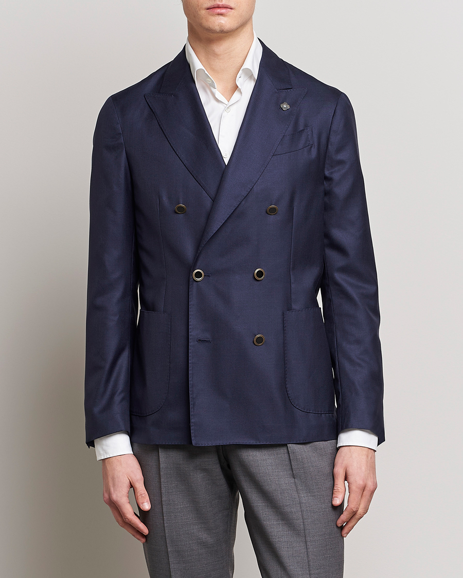 Herre | Blazere & jakker | Lardini | Soft Double Breasted Cashmere/Silk Blazer Navy