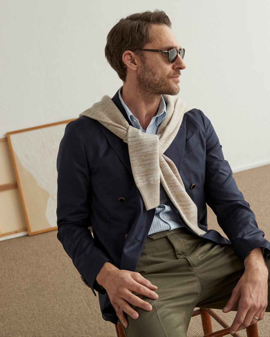Herre | Blazere & jakker | Lardini | Soft Double Breasted Cashmere/Silk Blazer Navy