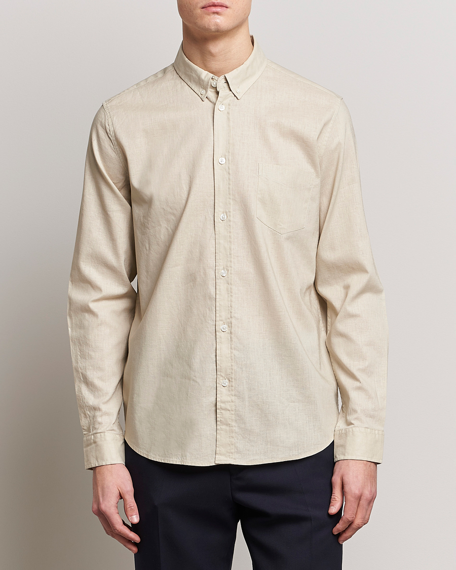Herre | Skjorter | Samsøe Samsøe | Samsøe & Samsøe Liam Linen Cotton Shirt Oatmeal