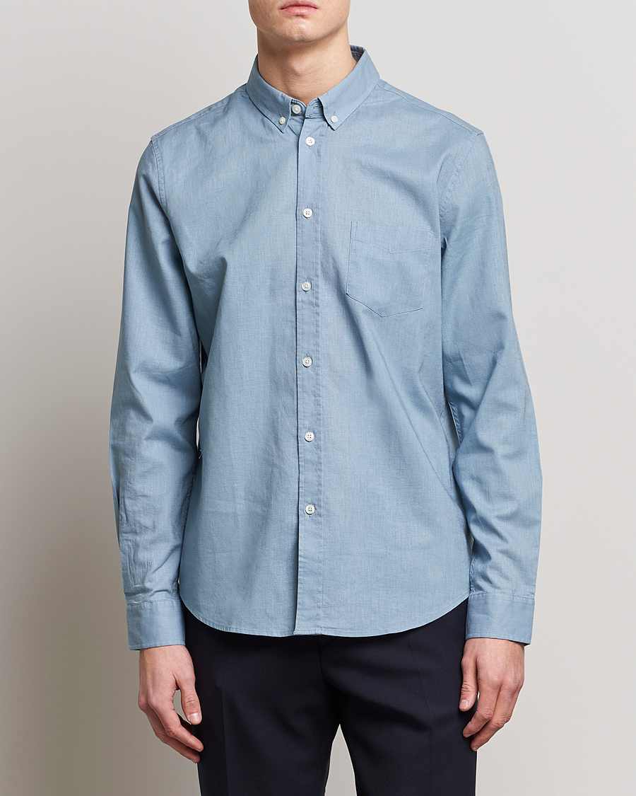 Herre | Skjorter | Samsøe Samsøe | Samsøe & Samsøe Liam Linen Cotton Shirt Ashley Blue