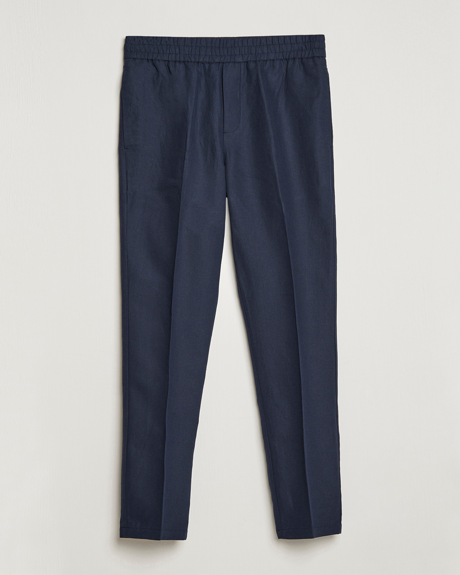 Herre | Bukser | Samsøe Samsøe | Smithy Linen/Cotton Drawstring Trousers Salute Navy