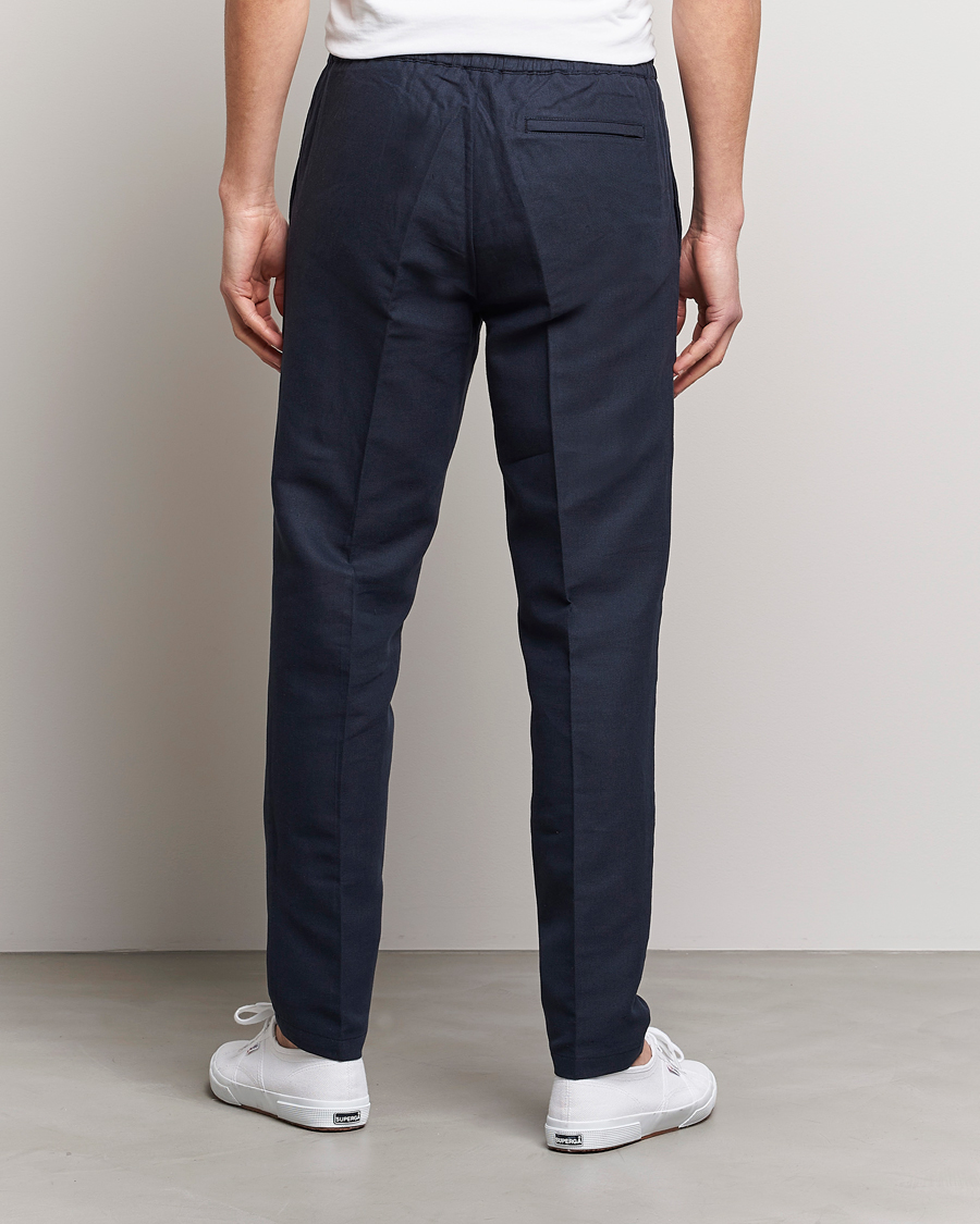Herre | Bukser | Samsøe Samsøe | Smithy Linen/Cotton Drawstring Trousers Salute Navy