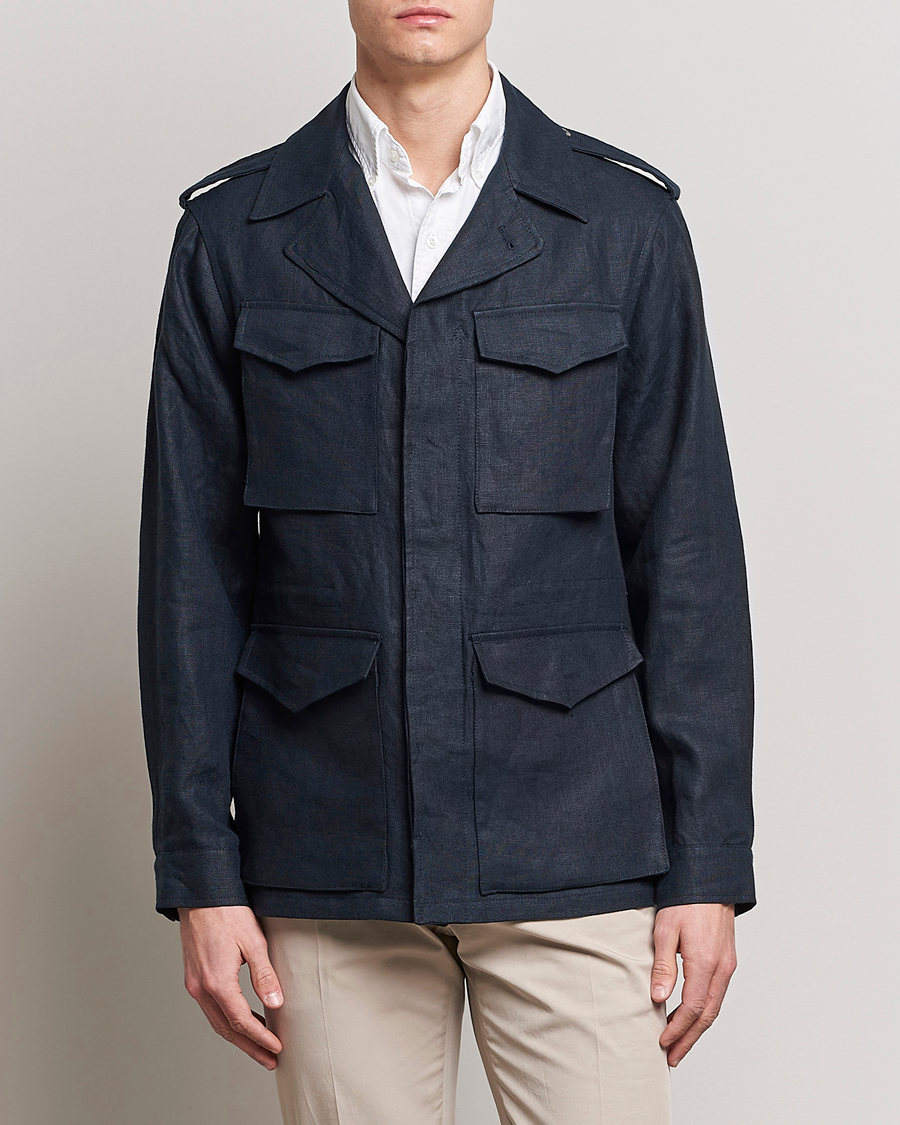 Herre | Field jackets | Private White V.C. | Linen Field Jacket Navy