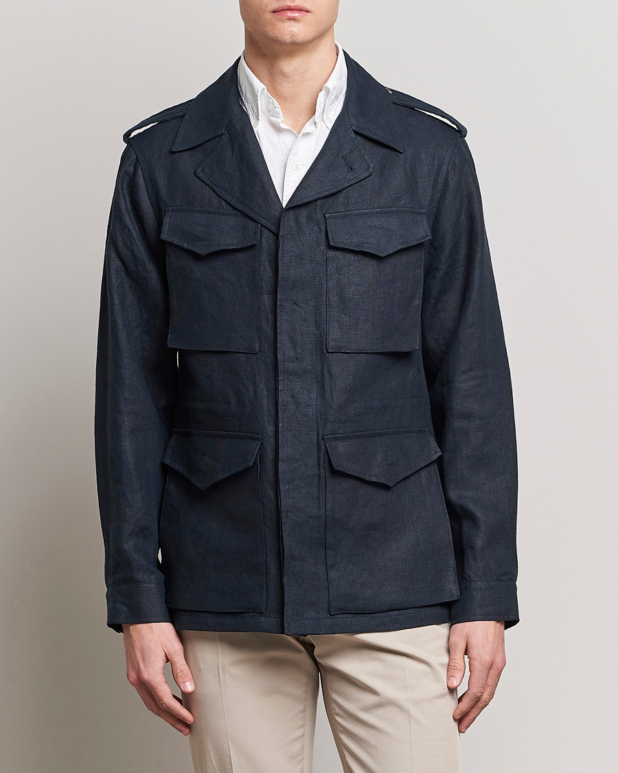 Herre | Jakker | Private White V.C. | Linen Field Jacket Navy