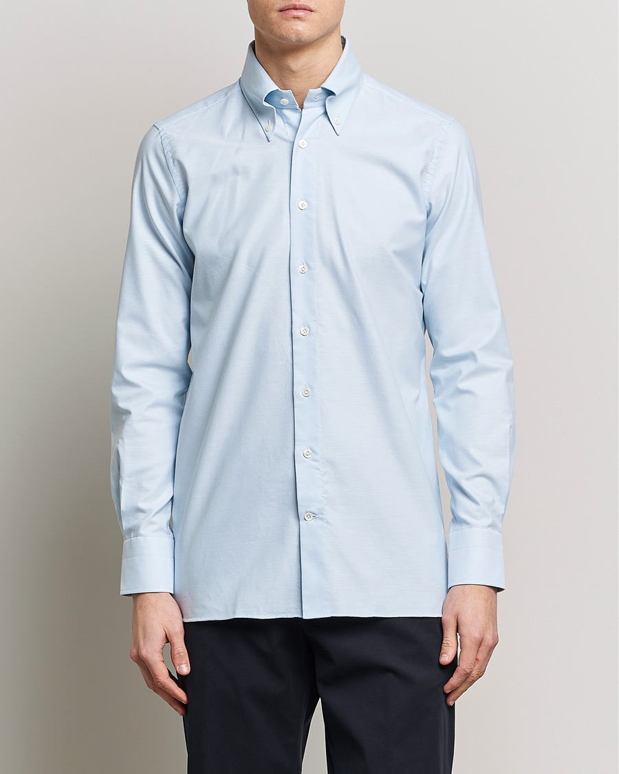 Herre | Skjorter | 100Hands | Gold Line Natural Stretch Oxford Shirt Light Blue