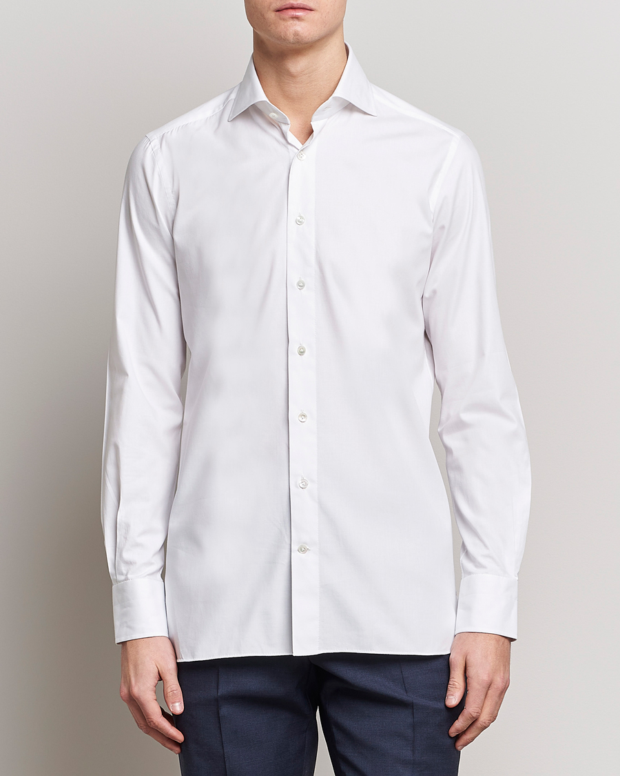 Herre | Skjorter | 100Hands | Gold Line Cotton Twill Cut Away Shirt White