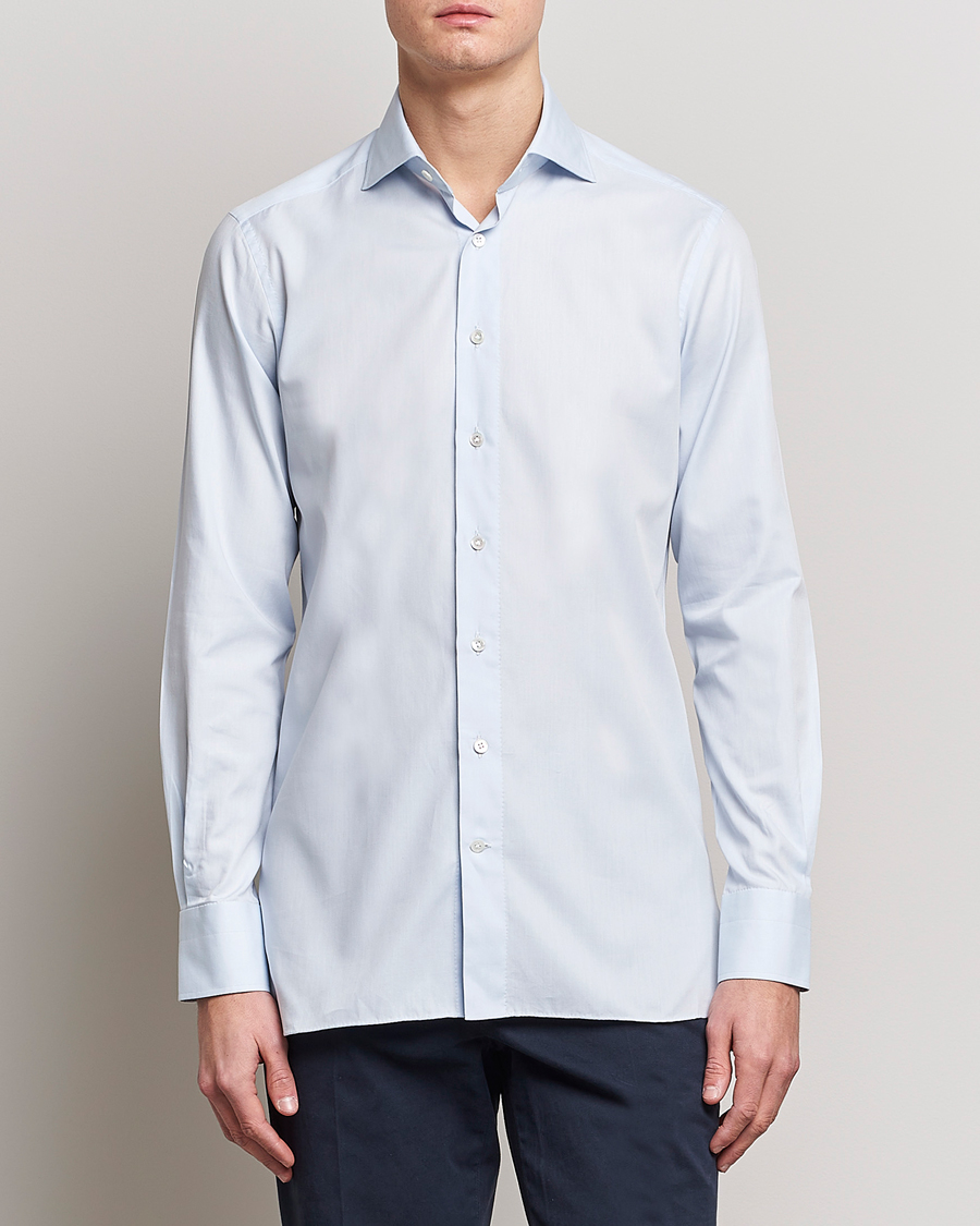 Herre | Skjorter | 100Hands | Gold Line Cotton Twill Cut Away Shirt Light Blue