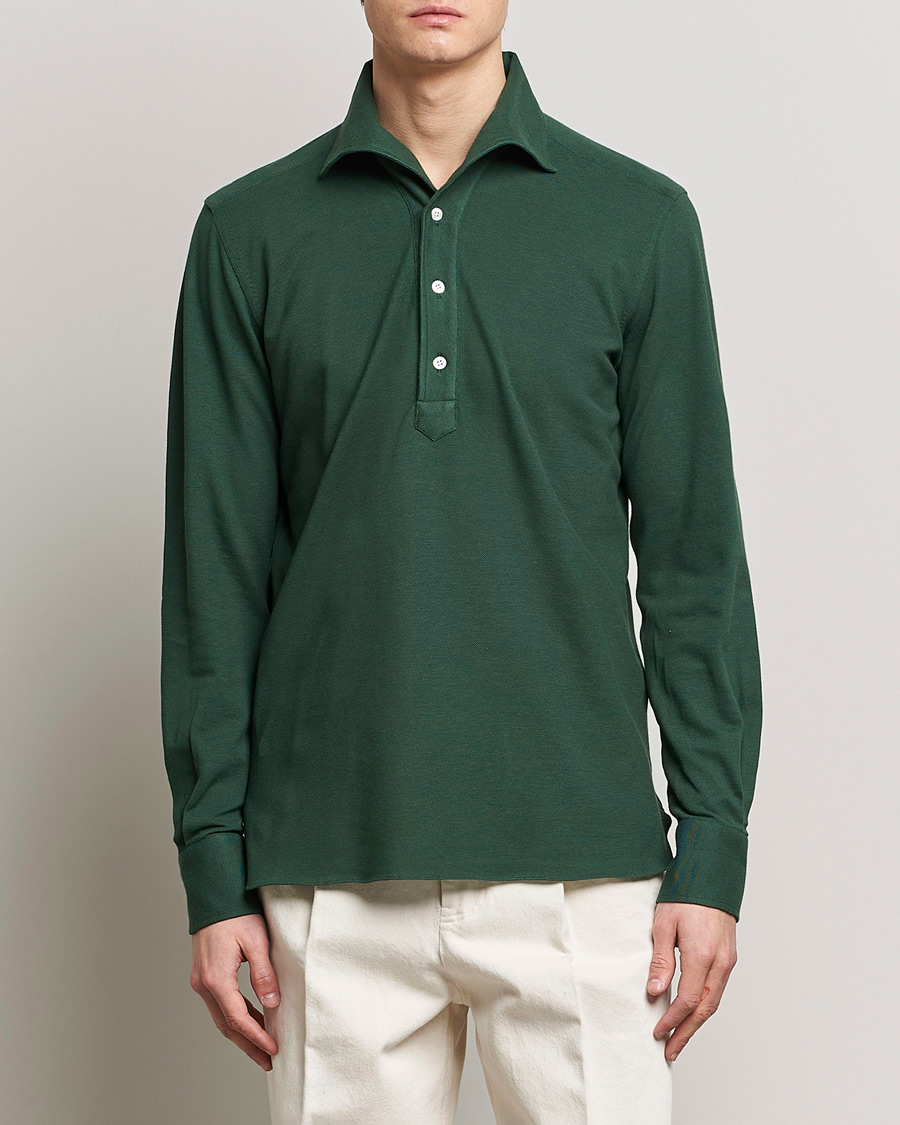 Herre | Skjorter | 100Hands | Signature One Piece Jersey Polo Emerald Green