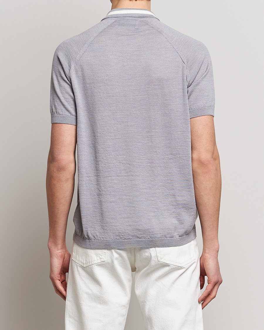 Herre | Polotrøjer | Peregrine | Textured Wool Short Sleeve Poloshirt Light Grey
