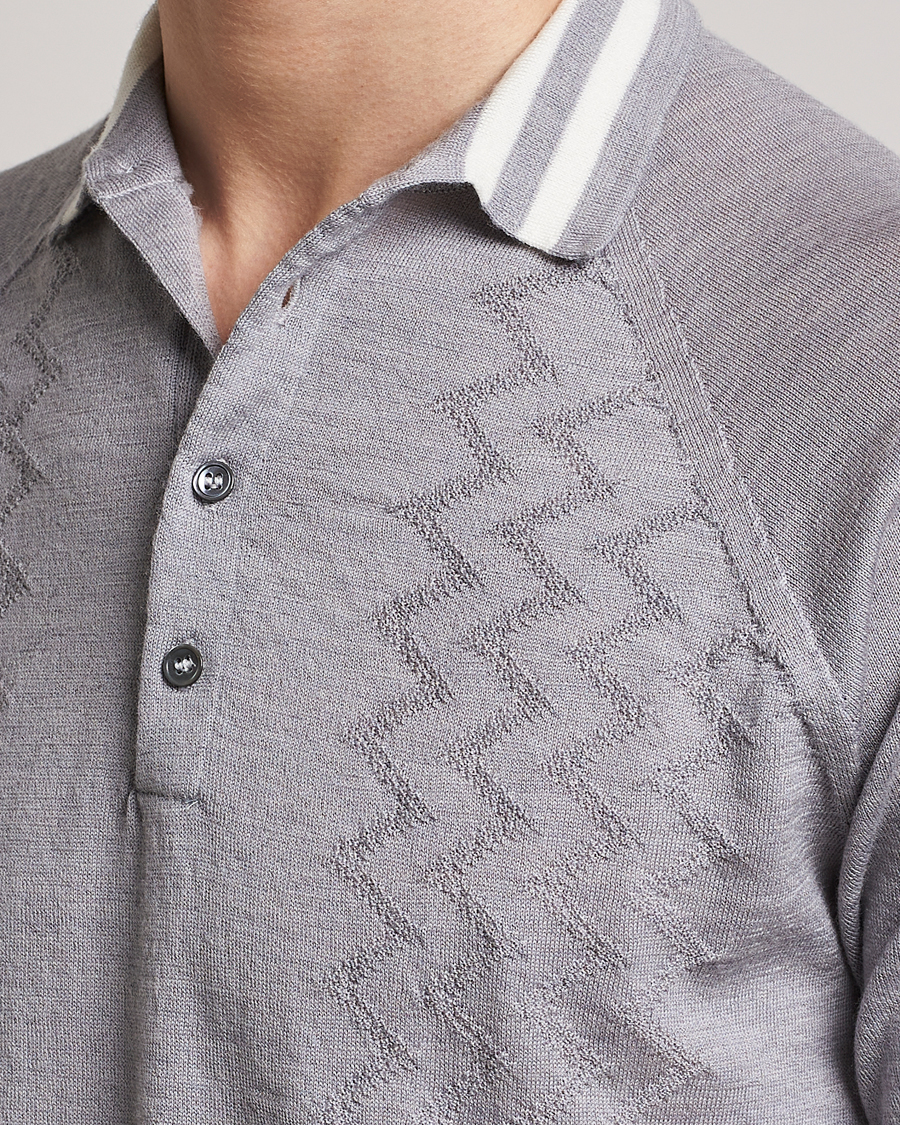 Herre | Polotrøjer | Peregrine | Textured Wool Short Sleeve Poloshirt Light Grey