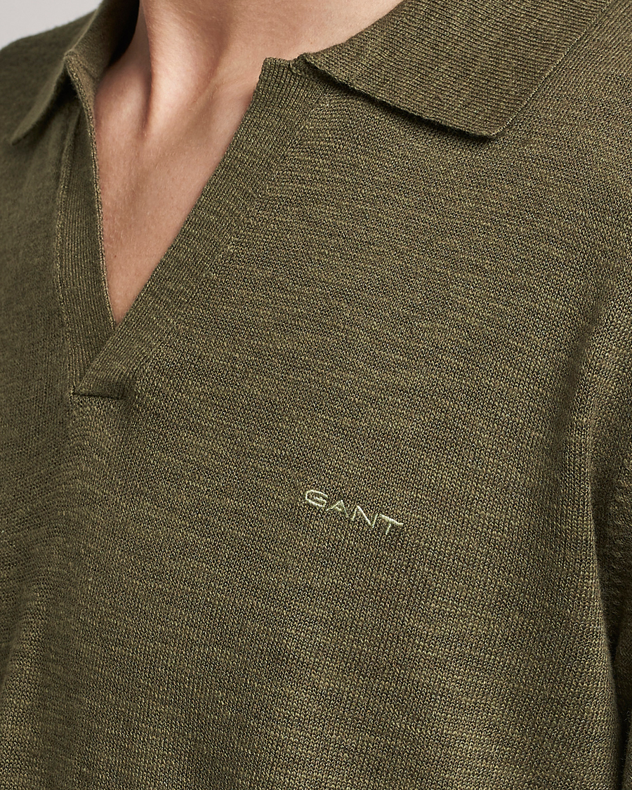 Herre | Trøjer | GANT | Cotton/Linen Knitted Polo Racing Green
