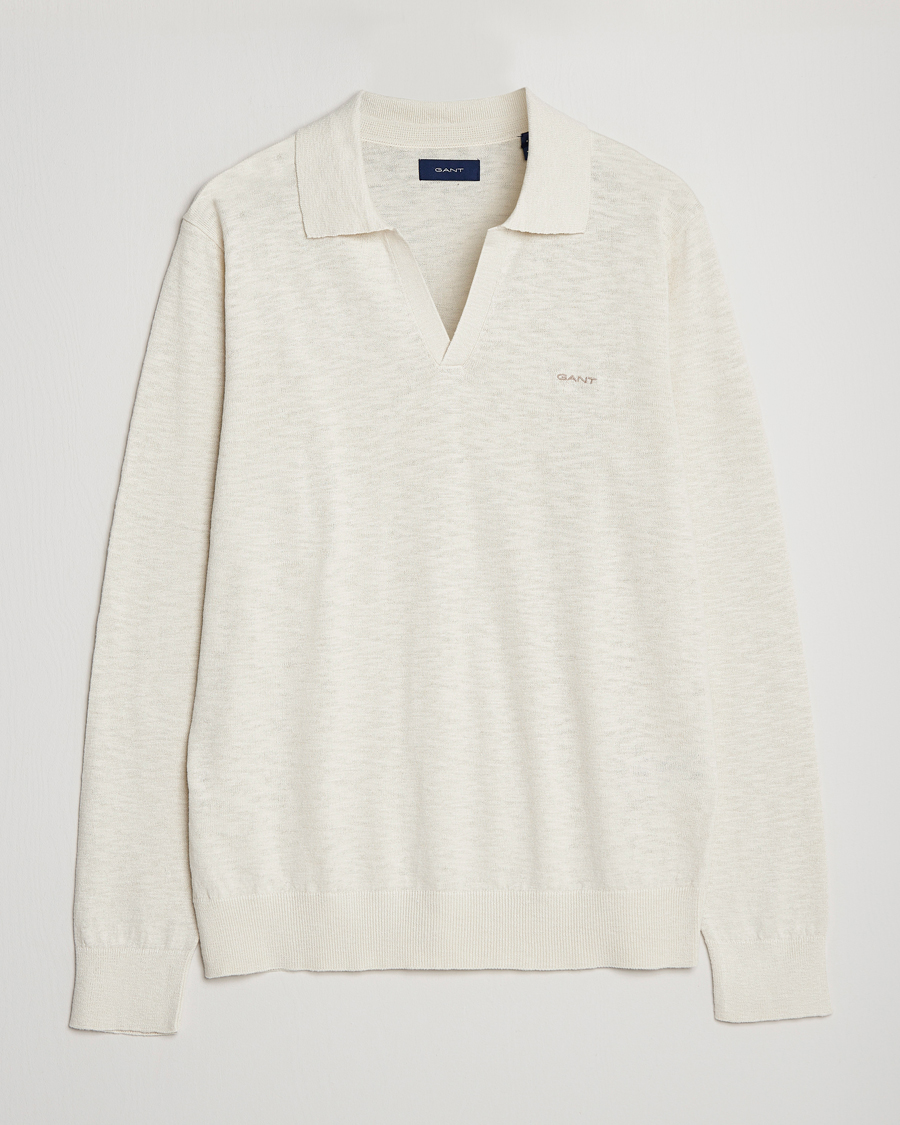 Herre | Trøjer | GANT | Cotton/Linen Knitted Polo Putty