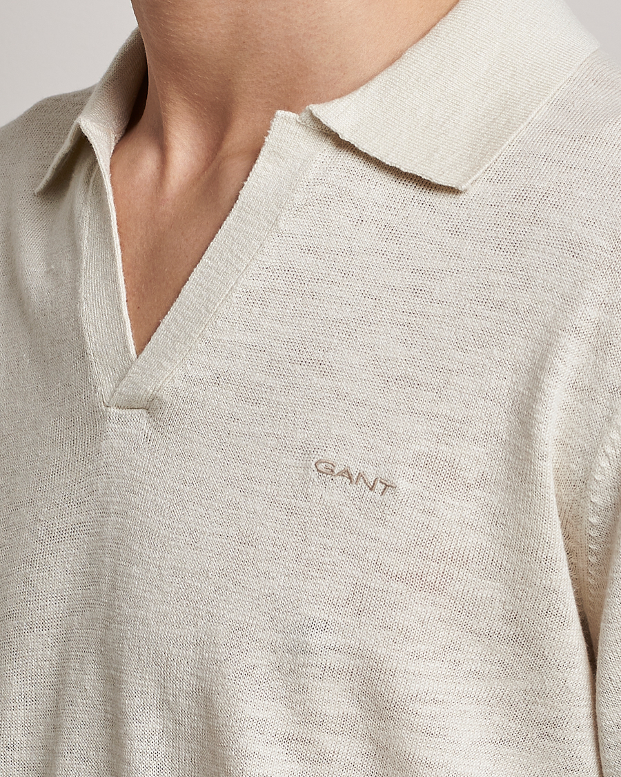 Herre | Trøjer | GANT | Cotton/Linen Knitted Polo Putty