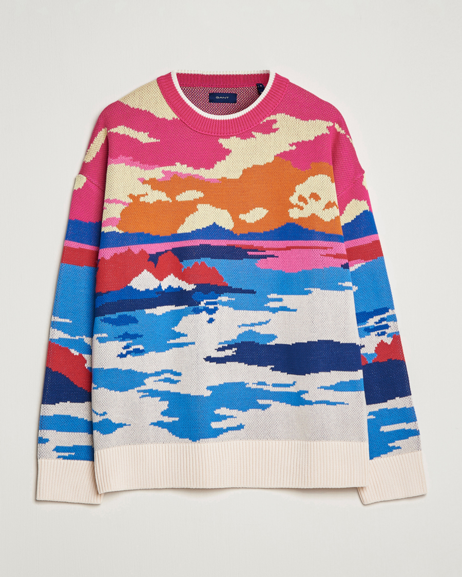 Herre | Trøjer | GANT | Landscape Printed Knitted Crew Neck Multi
