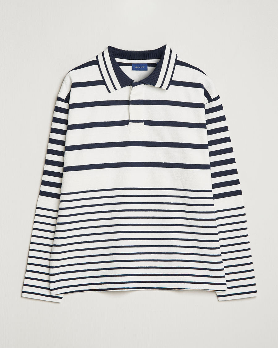 Herre | Trøjer | GANT | Heavy Knitted Striped Rugger Eggshell