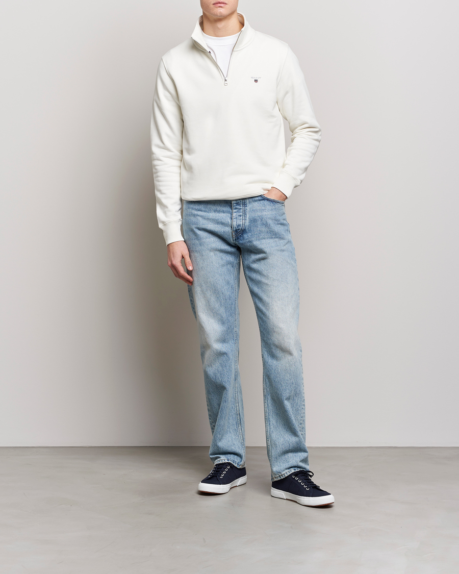 Herre | Trøjer | GANT | Original Shield Logo Half-Zip Eggshell