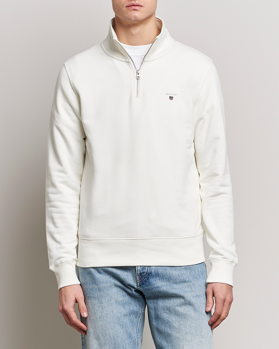 Herre | Trøjer | GANT | Original Shield Logo Half-Zip Eggshell