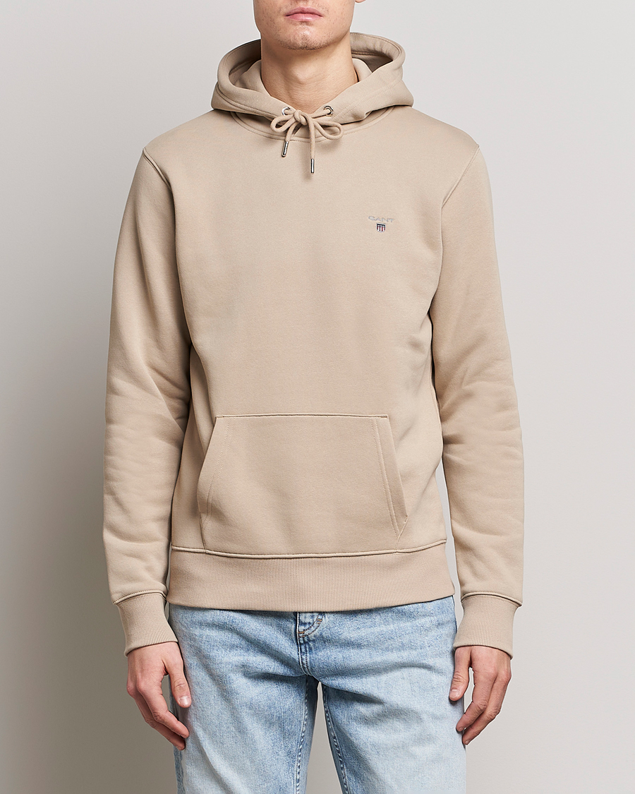 Herre | Trøjer | GANT | Original Shield Logo Hoodie Concrete Beige