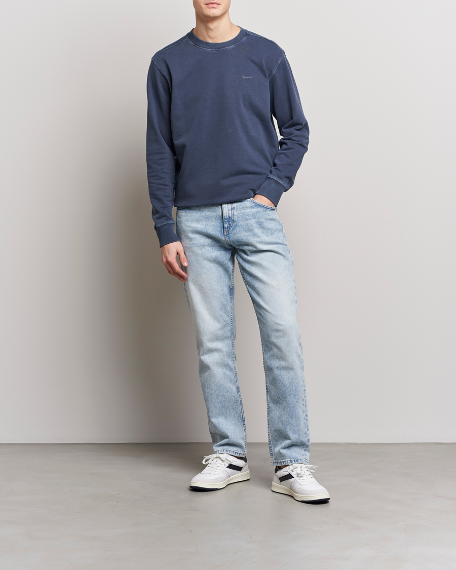 Herre | Trøjer | GANT | Sunbleached Crew Neck Sweatshirt Evening Blue