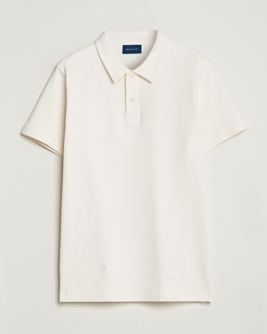 Herre | Polotrøjer | GANT | Waffle Textured Polo Cream