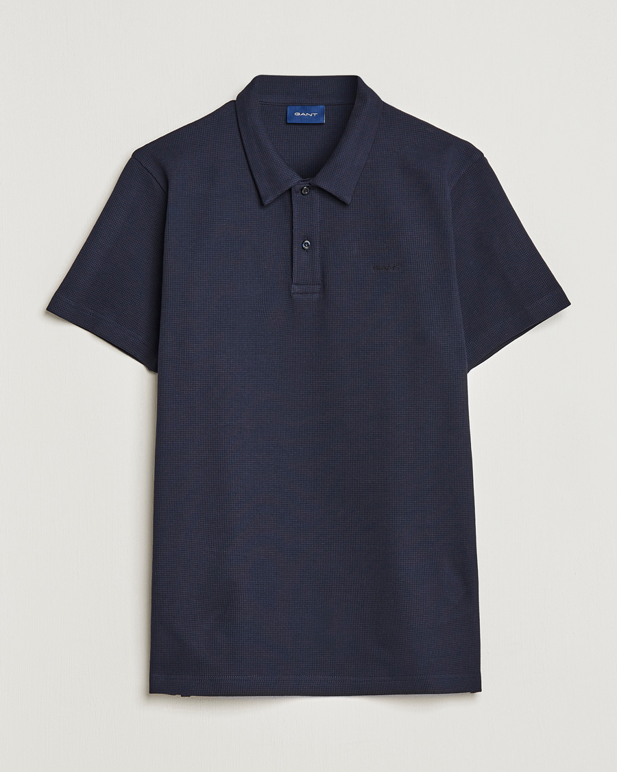 Herre | Polotrøjer | GANT | Waffle Textured Polo Evening Blue