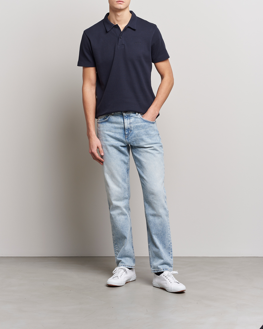 Herre | Polotrøjer | GANT | Waffle Textured Polo Evening Blue