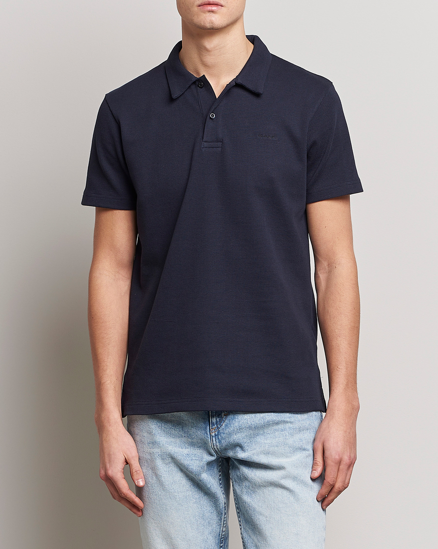 Herre | Polotrøjer | GANT | Waffle Textured Polo Evening Blue