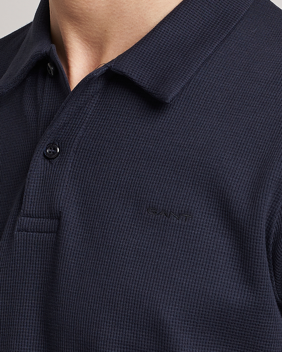 Herre | Polotrøjer | GANT | Waffle Textured Polo Evening Blue