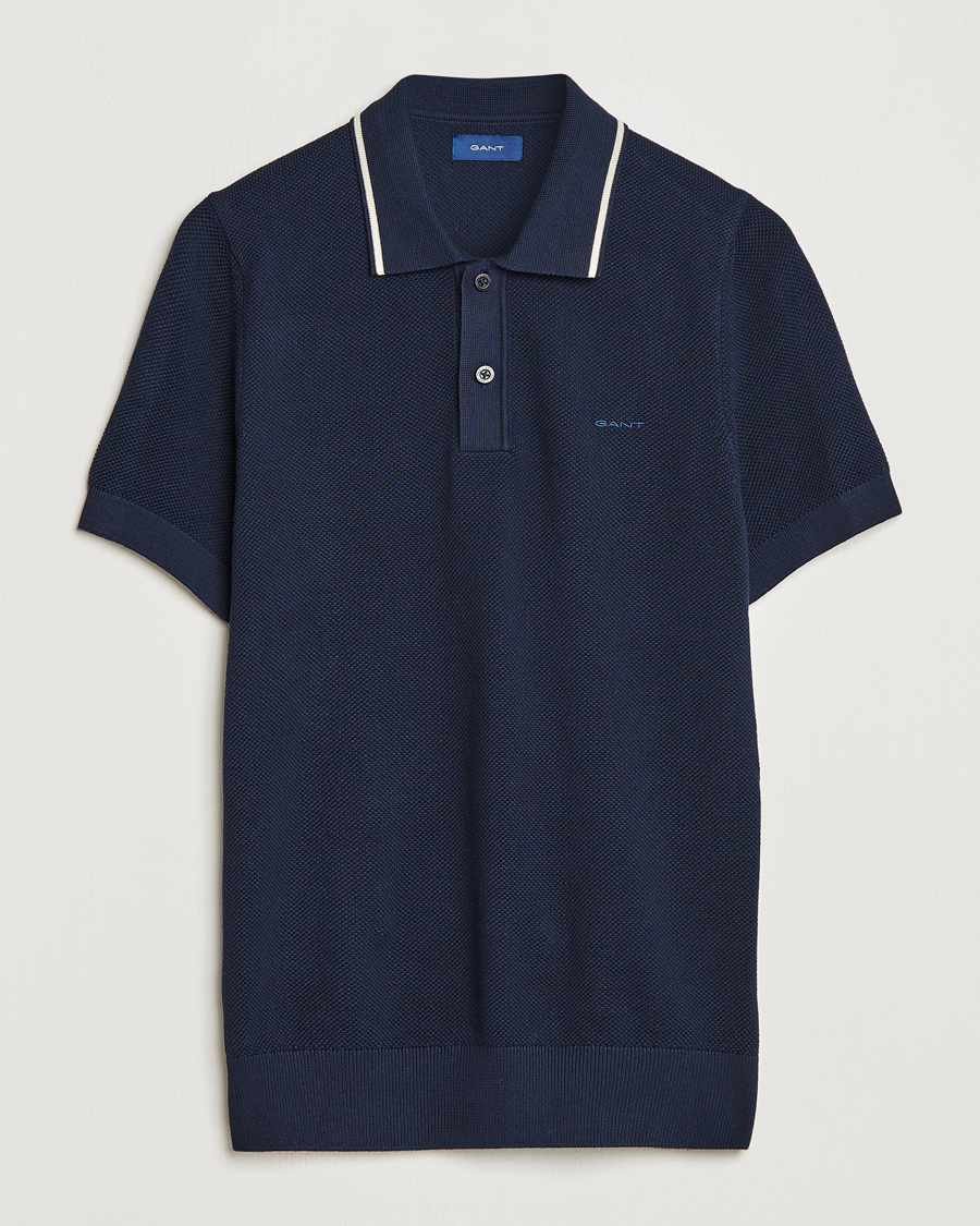Herre | Polotrøjer | GANT | Cotton Knitted Polo Evening Blue