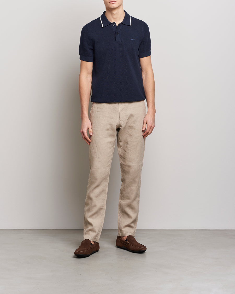 Herre | Polotrøjer | GANT | Cotton Knitted Polo Evening Blue
