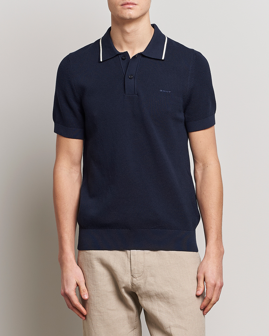 Herre | Polotrøjer | GANT | Cotton Knitted Polo Evening Blue