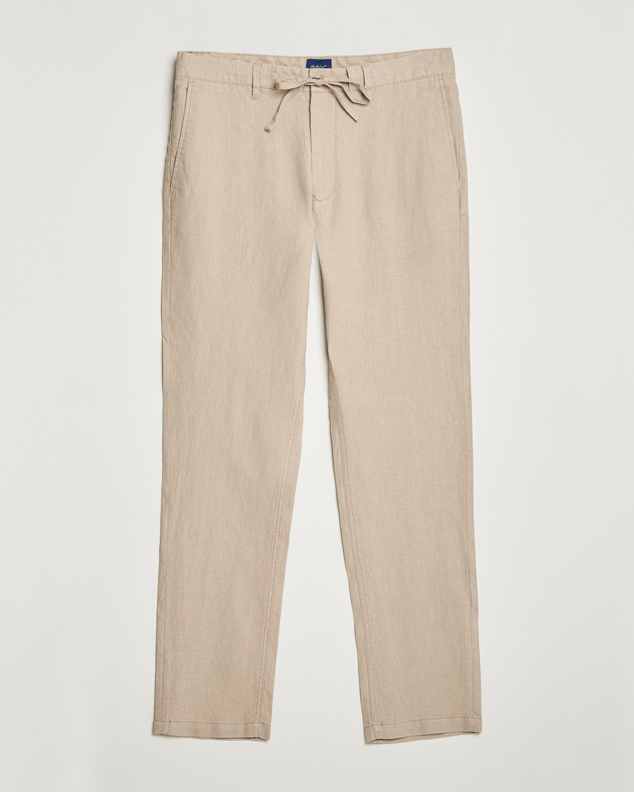 Herre | Bukser | GANT | Relaxed Linen Drawstring Pants Concrete Beige