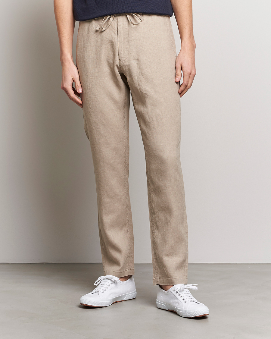 Herre | Bukser | GANT | Relaxed Linen Drawstring Pants Concrete Beige
