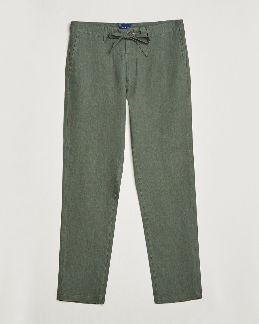 Herre | Bukser | GANT | Relaxed Linen Drawstring Pants Green Ash