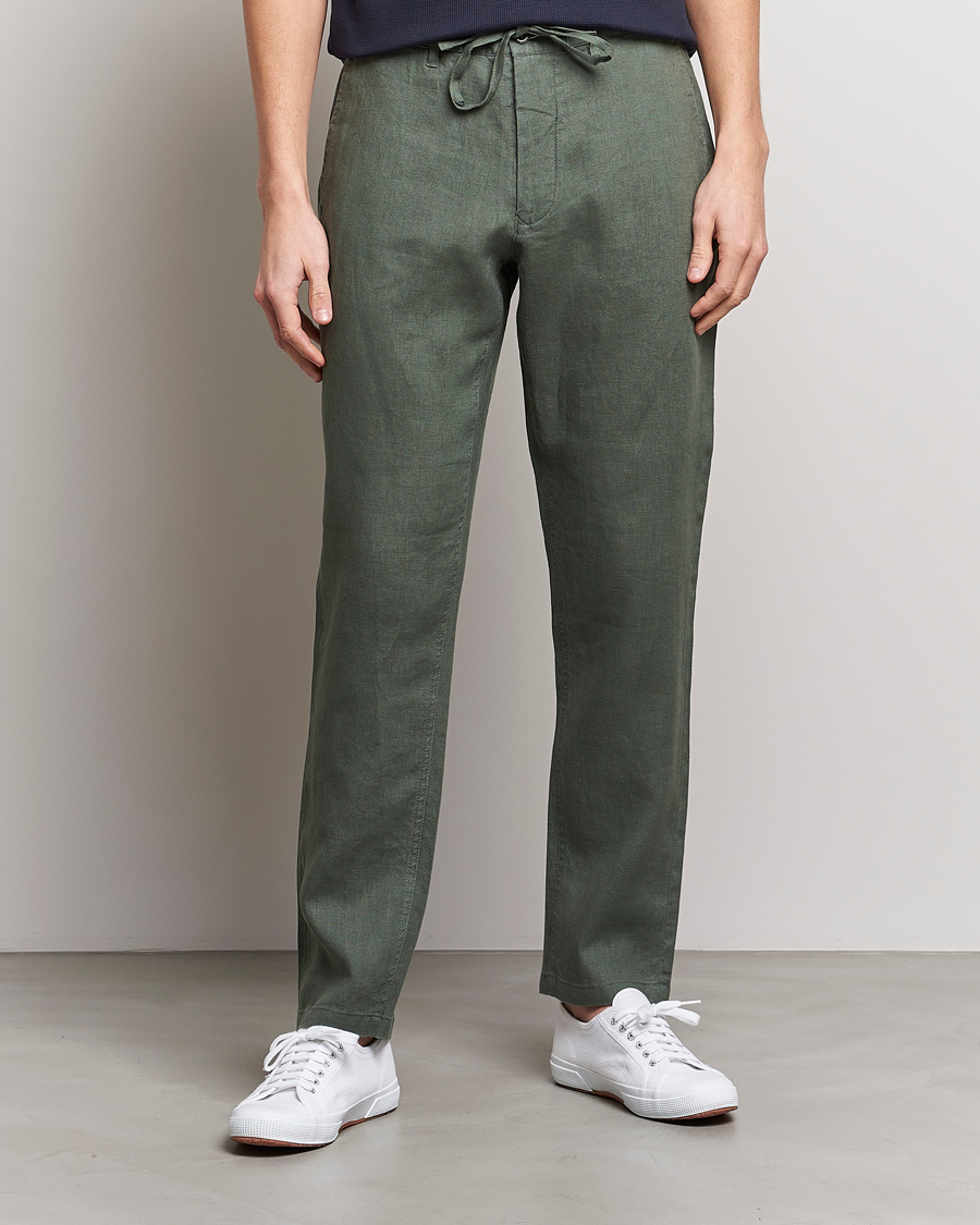 Herre | Hørbukser | GANT | Relaxed Linen Drawstring Pants Green Ash