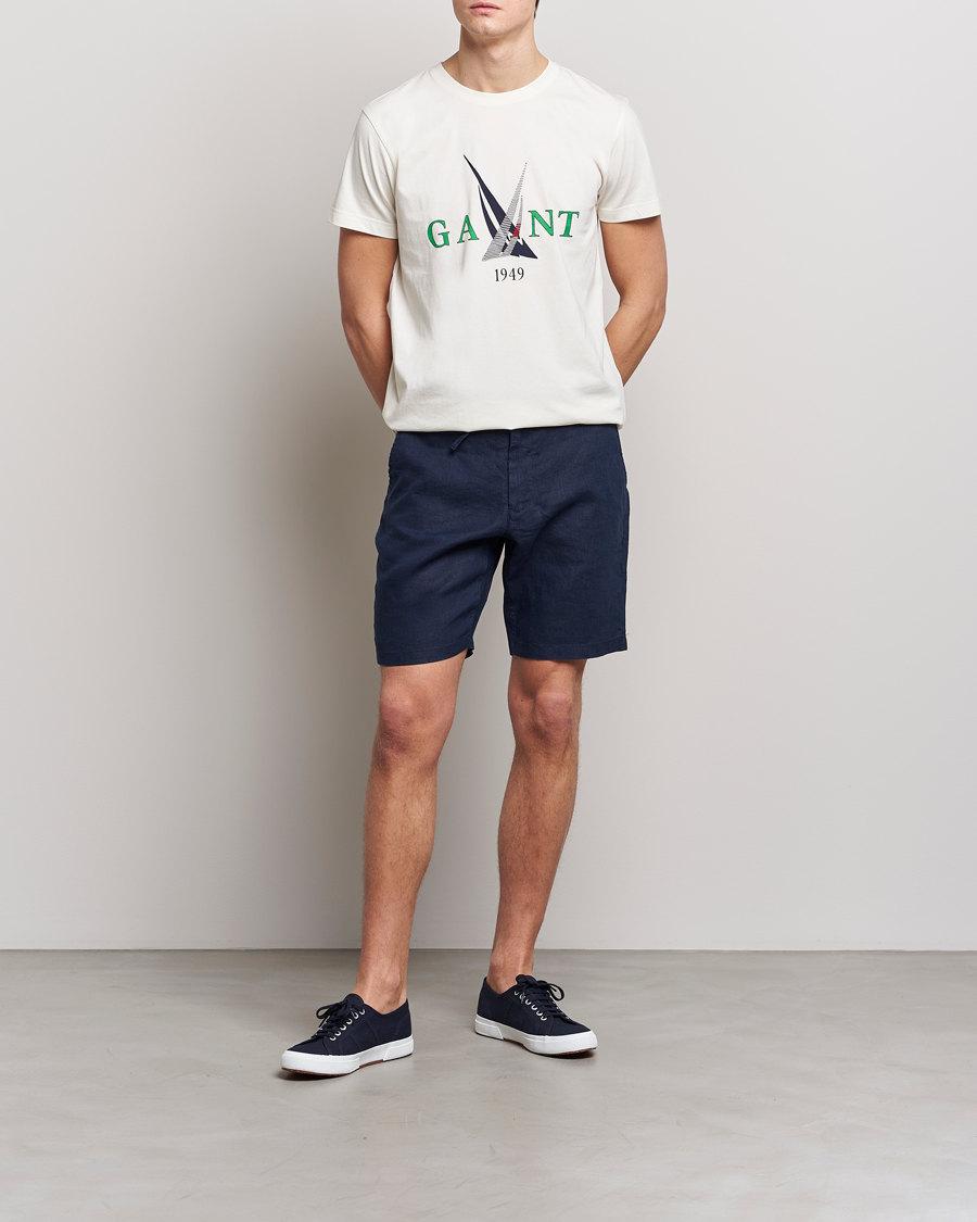 Herre | Shorts | GANT | Relaxed Linen Drawstring Shorts Marine