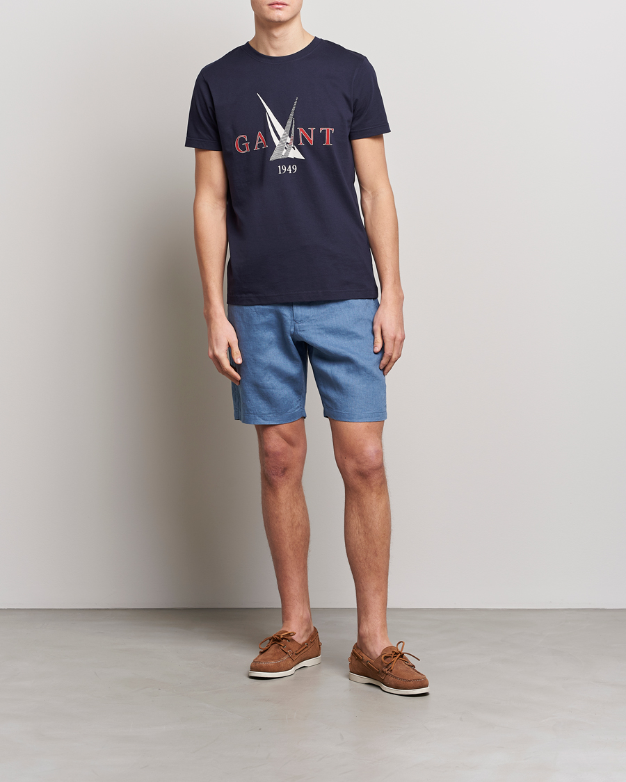 Herre | Shorts | GANT | Relaxed Linen Drawstring Shorts Salty Sea Blue
