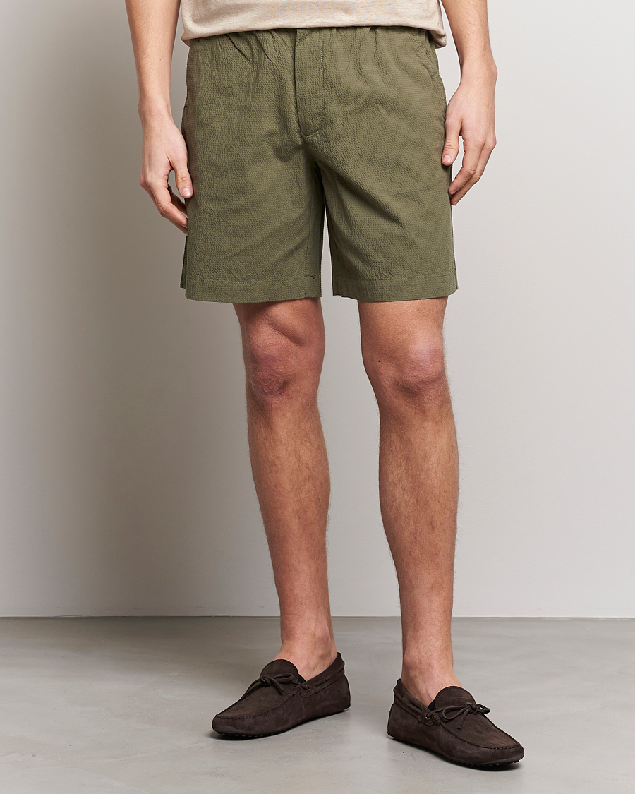 Herre | Shorts | GANT | Seersucker Drawstring Shorts Racing Green