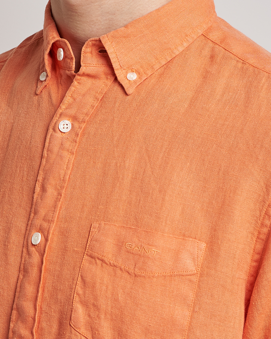 Herre | Skjorter | GANT | Regular Fit Garment Dyed Linen Shirt Apricot Orange