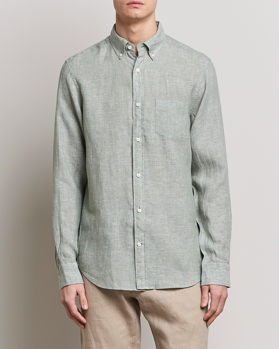Herre | Hørskjorter | GANT | Regular Fit Linen Shirt Calamata Green